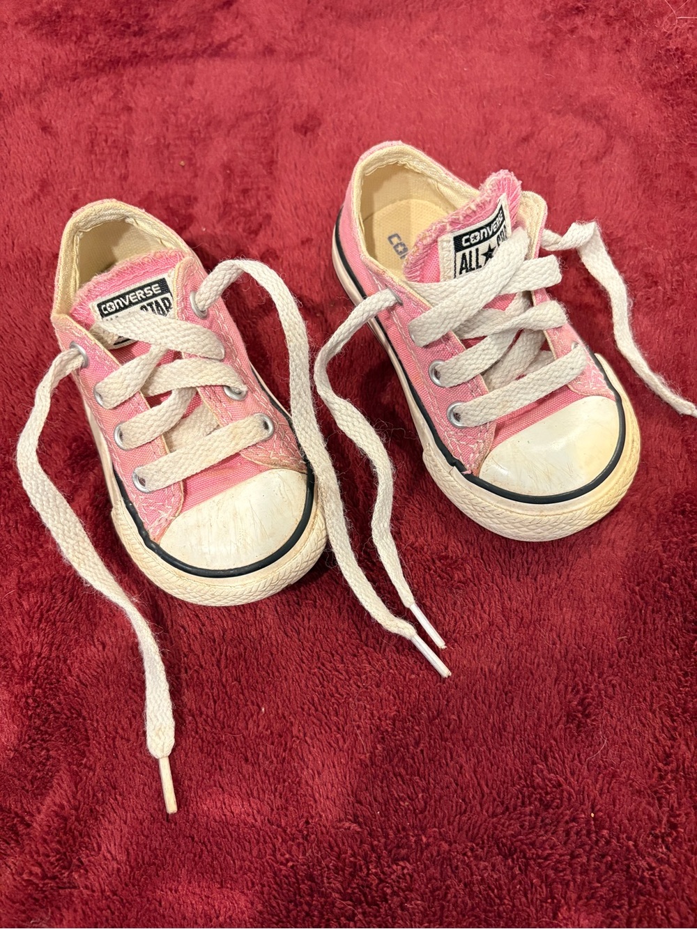 PINK Converse Kids Pink Canvas Low-Top Sneakers